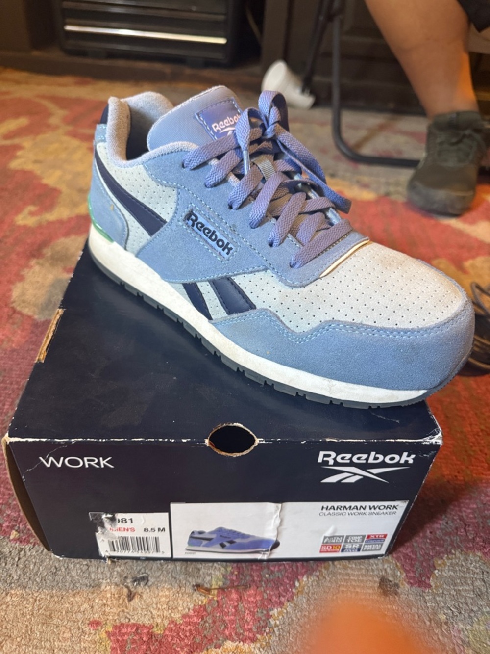 Reebok Light Blue and Navy Suede Work Sneaker